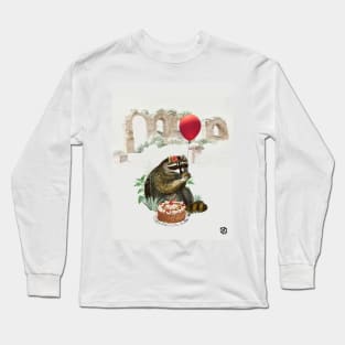 Birthday Raccoon |  Vintage collage Long Sleeve T-Shirt